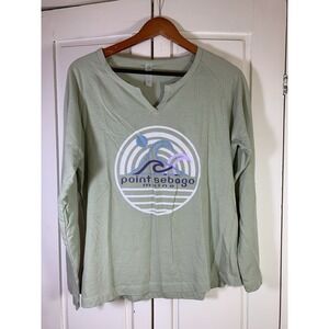 Point Sebago Maine Shirt Large Split Neck Vacation Summer Lake Casual Gift Ouray
